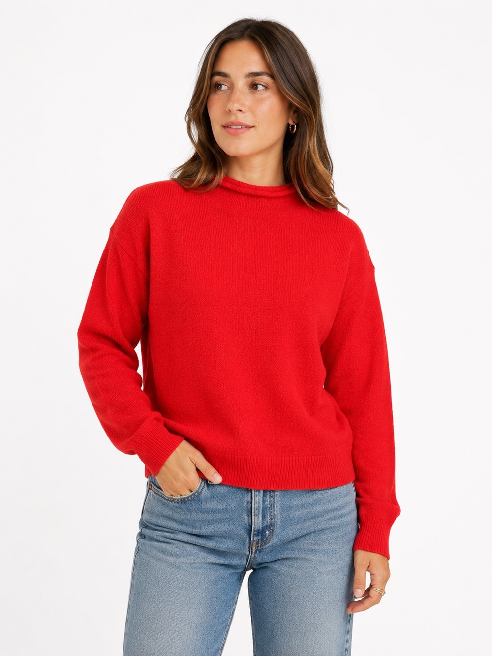 Sonoma Orange Mock Neck Sweater Women’s Size M Soft‎ Knit Long Sleeve Pullover